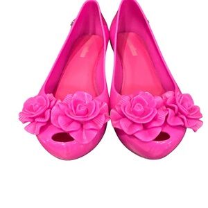 Mini Melissa Pink Floral Girl's Flat Shoes US Size 1